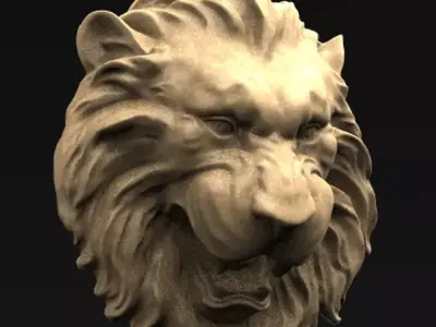 Lion Relief 2   3D model 3D print model