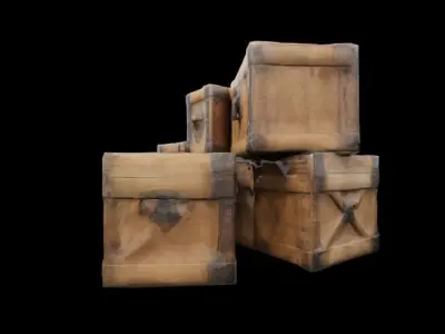 Medieval boxes Low-poly 3D model