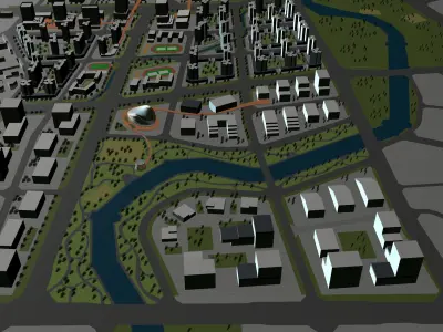 Buildings City building industrial park commercial housing 3D model V9