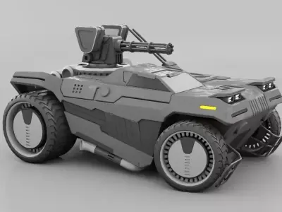 Military mega truck  rigged vehicle 3D model