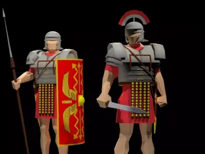 Roman Legionary and Centurion Low-poly 3D model