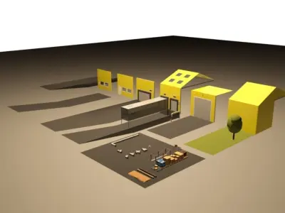 Modular Warehouse and Warehouse demo Free low-poly 3D model