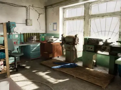 Post Soviet Workshop  - UE5 Low-poly 3D model
