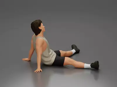 Relaxed Man Sitting with Comfortable Clothing and Footwear 3D print model