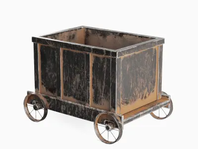 Old Mining Trolley 06 Low-poly 3D model