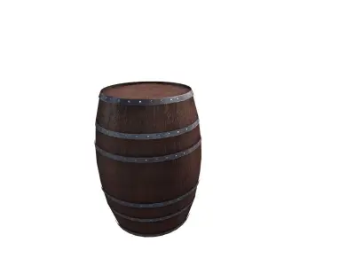  Low Poly 3d Model of wooden barrel for game use Low-poly 3D model