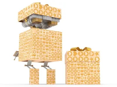 Gift Present Robot Rigged Low-poly 3D model