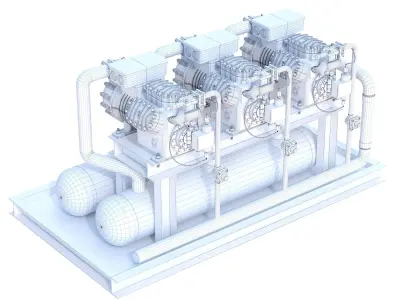 Multicompressor industrial refrigeration units 3D model