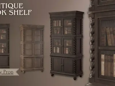 Book Shelf - Antique Book Shelf 3D Lowpoly model Low-poly 3D model