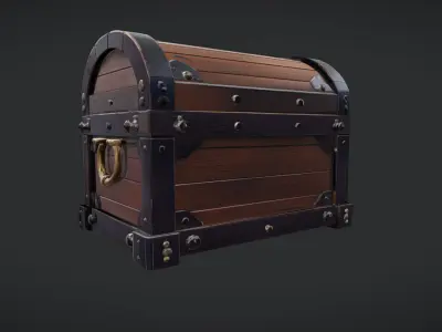 antique wooden treasure chest 3D model purchase