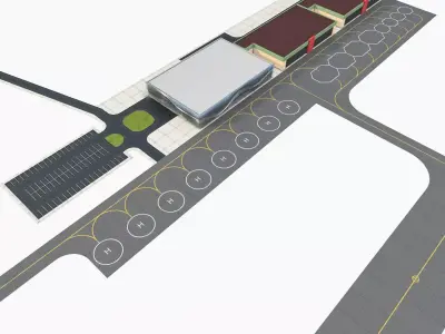 Modern Regional Airport Low-poly 3D model