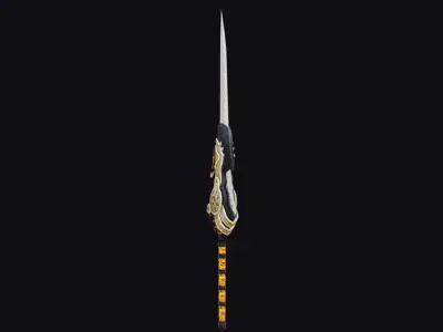Sword Magical Cutting Fantasy Melee Dagger Iron Blade Saber Gold Low-poly 3D model purchase