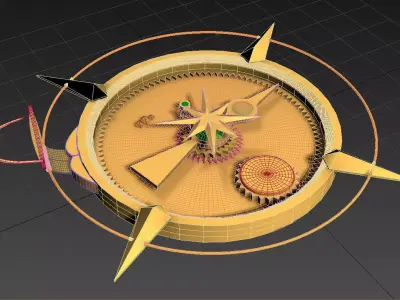 Ancient Golden Compass Low-poly 3D model