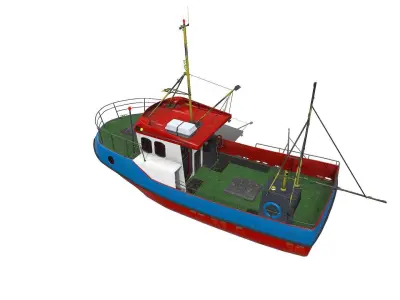 Fishing Boat PBR Low-poly 3D model