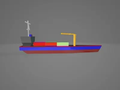 Low Poly Cargo Ship Low-poly 3D model
