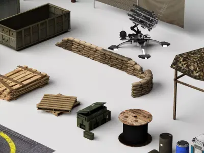 Military Base Outpost Game Environment Modular Collection 3D model