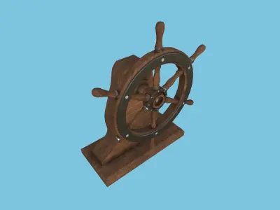 Pirate Ship Wheel 01 - Dark Wood- Helm Interior Parts Low-poly 3D model