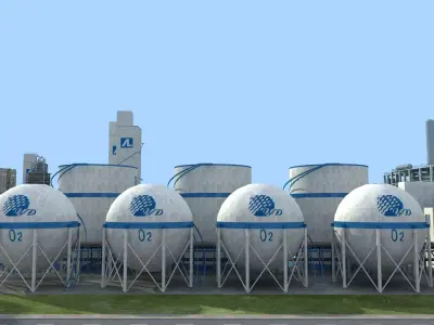 Air Separation Unit Oxygen Plant Gas Production Facility 3D model