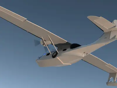Flying Boat Consolidated PBY Catalina WWII Rigged 3D model