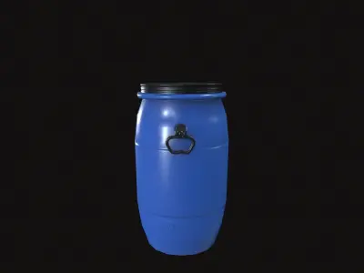 Plastic Barrel Low-poly 3D model 2
