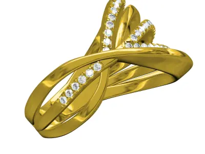 Antique Criss Cross Wave Diamond Ring 3D print model