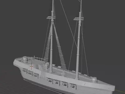pirate ship raw mesh 3D model