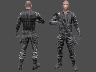 Customizable Soldier Low-poly 3D model