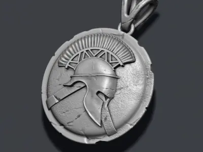 Spartan Helmet Shield pendant 3D print model
