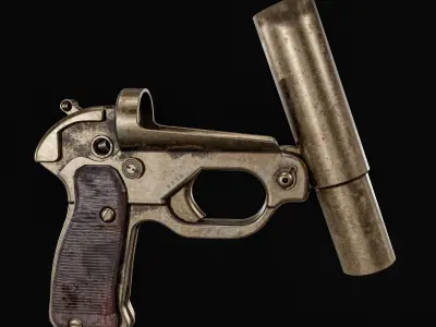 Vintage Flare Gun Low-poly 3D model