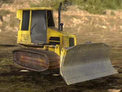 BULLDOZER game prop  unity and ue5 ready Low-poly 3D model