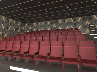Modern Cinema Hall 01 Low-poly 3D model