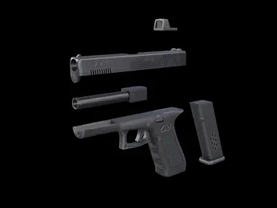 Autopistol gun Low-poly 3D model