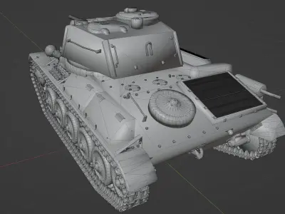 T80 light tank Low-poly 3D model