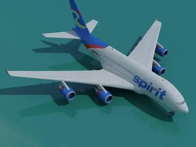 Textured Airbus A380 Spirit 3D model