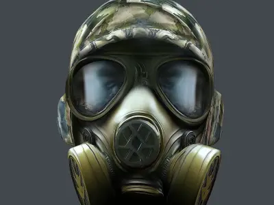 Gas mask helmet 3d model military combat Low-poly 3D model Low-poly 3D model 2