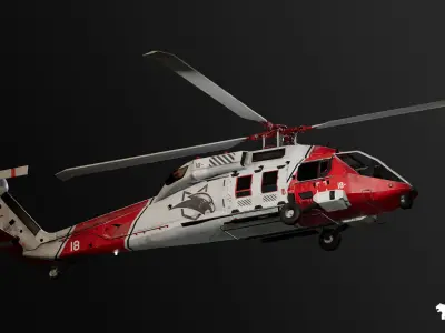 Military Helicopter - Rigged and BP Controllable with skins Low-poly 3D model