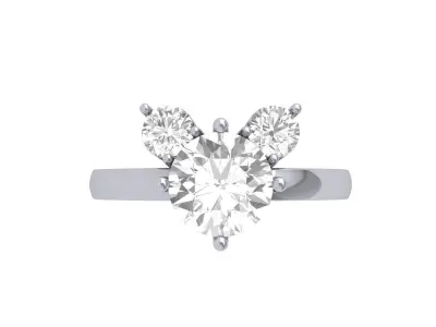 Solitair 3 Stone Ring 3D print model shop