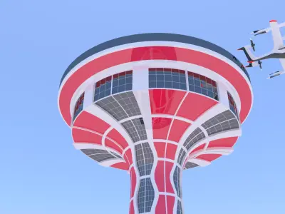 Future skyscraper with droneport 3D model