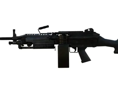 M249E2 3D Model Fully Rigged Machine Gun Low-poly 3D model