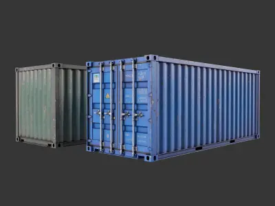 20 Feet Container Low-poly 3d model Low-poly 3D model