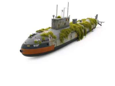 Mossy Submarine model pack Low-poly 3D model