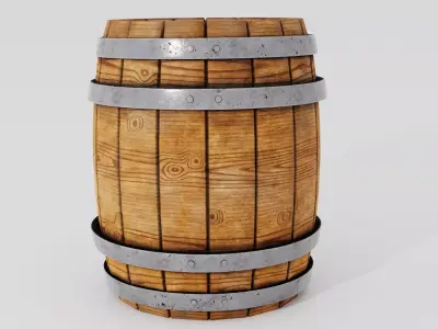 Wooden Barrel 3D model