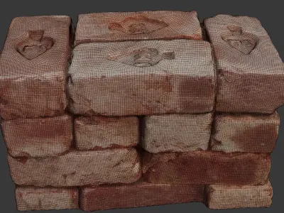 Vintage Stamped Bricks  Low-poly 3D model