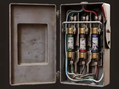 Low Poly PBR Fuse Box Low-poly 3D model