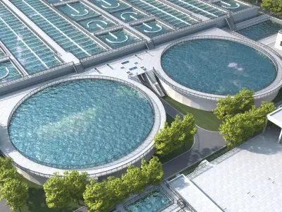 Wastewater treatment filtration plant 3D model purchase