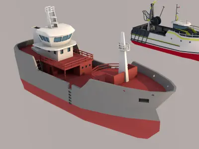 fishing fleet Low-poly 3D model