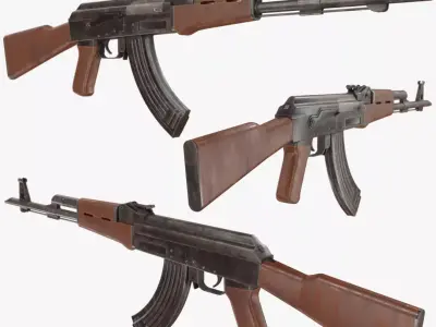 AK-47 rifle Low-poly 3D model