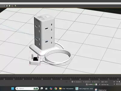 Extension cord  with 6 sockets  3D model  Low-poly 3D model