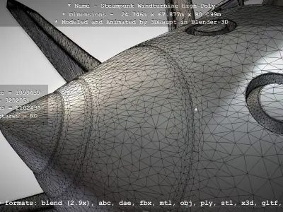 Steampunk Windturbine High-Poly Version 3D model