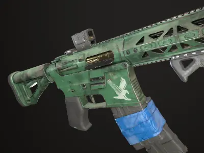Game ready rifle ar-15 Low-poly 3D model